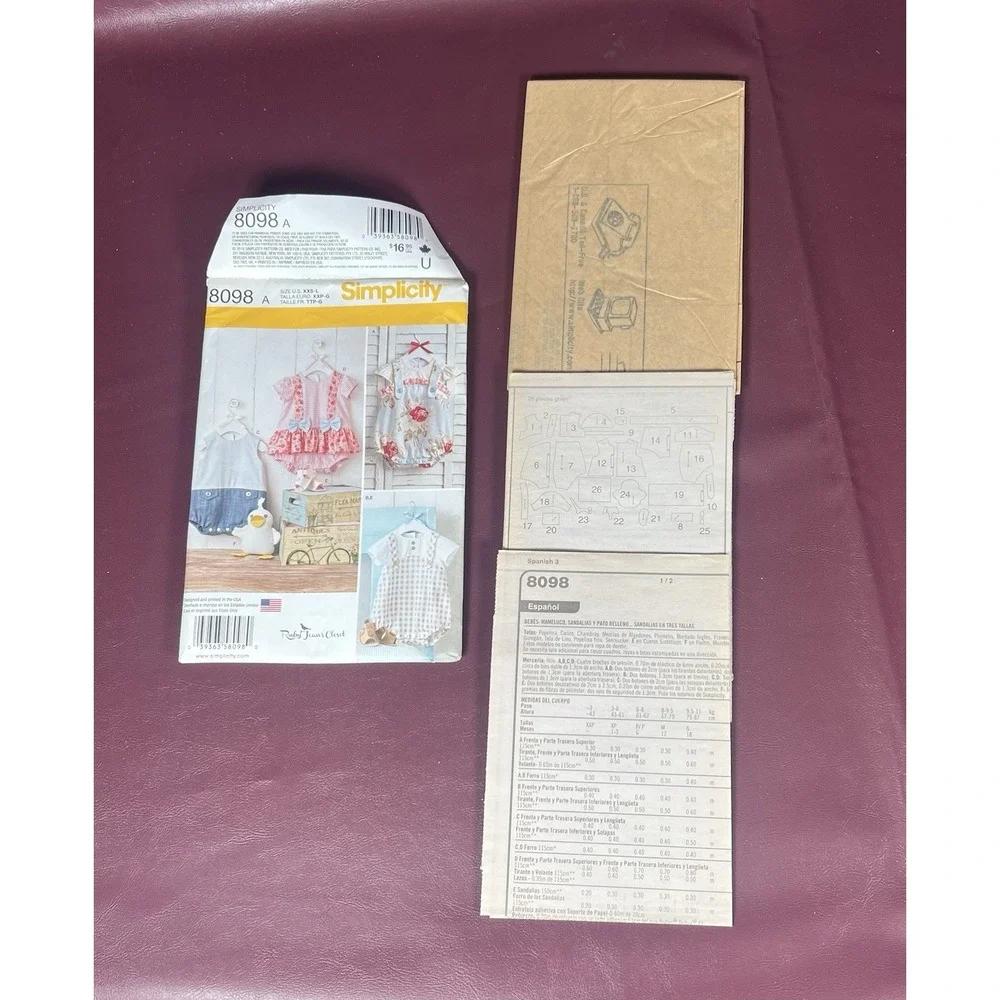 Simplicity 8098A Infant Dress Sundress Jumper Size XXS-L‎ Unused